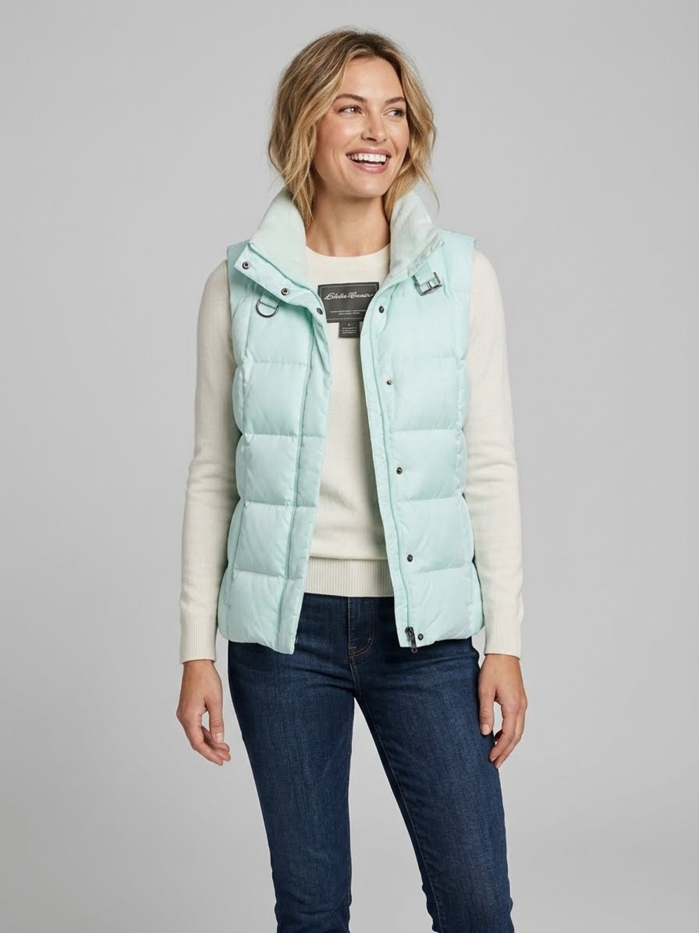 Goose Down Puffer Vest 700 Fill Power Eddie Bauer Puffer Vest Fleece Collar